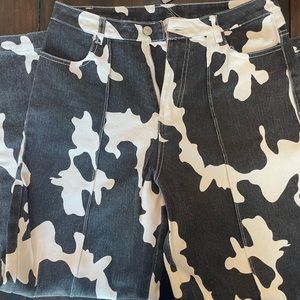 Pitaya Cow Pattern Jeans (Broken Zipper)